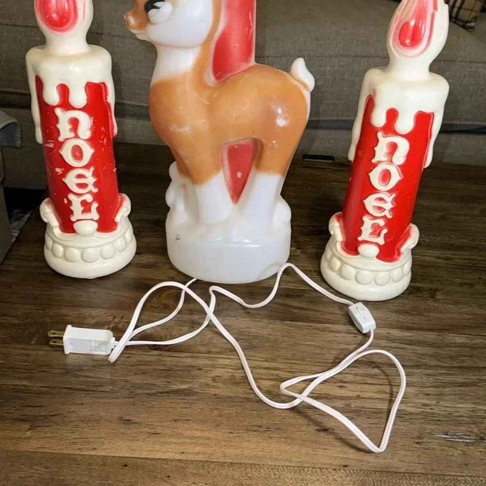 VINTAGE 4CT 1970’s Christmas Plastic Decor Empire Candle Blow Molds Holiday/Noel - Picture 17 of 17